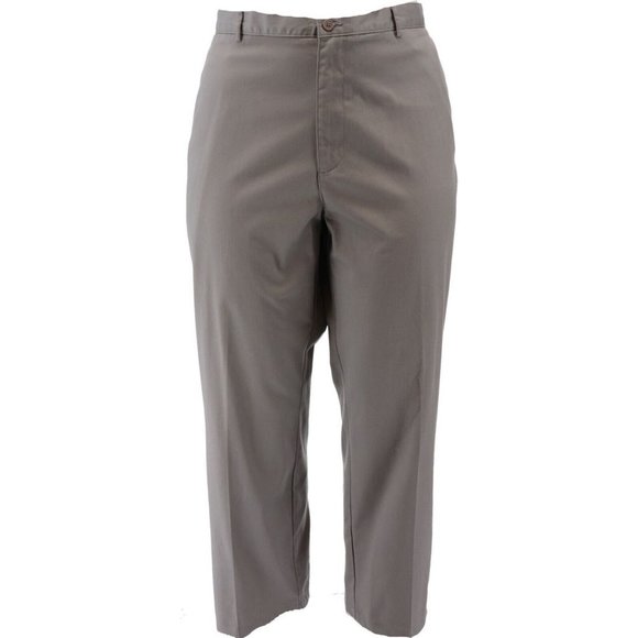 NWT LANDS' END MEN'S PLAIN FRONT BLEND CHINO PANTS GRAY 37 - Picture 1 of 8